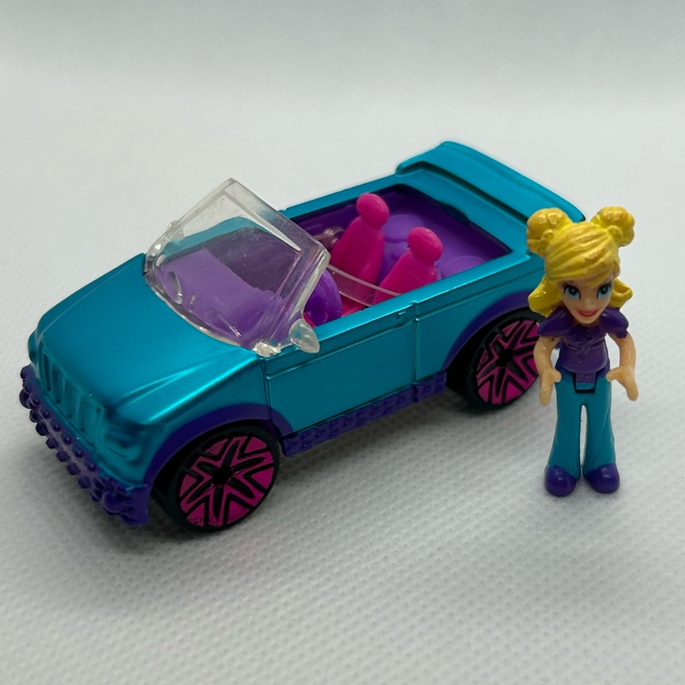 VTG Miniature Micro Doll Play Set Polly Pocket Blue Pink Purple 2007 Convertible